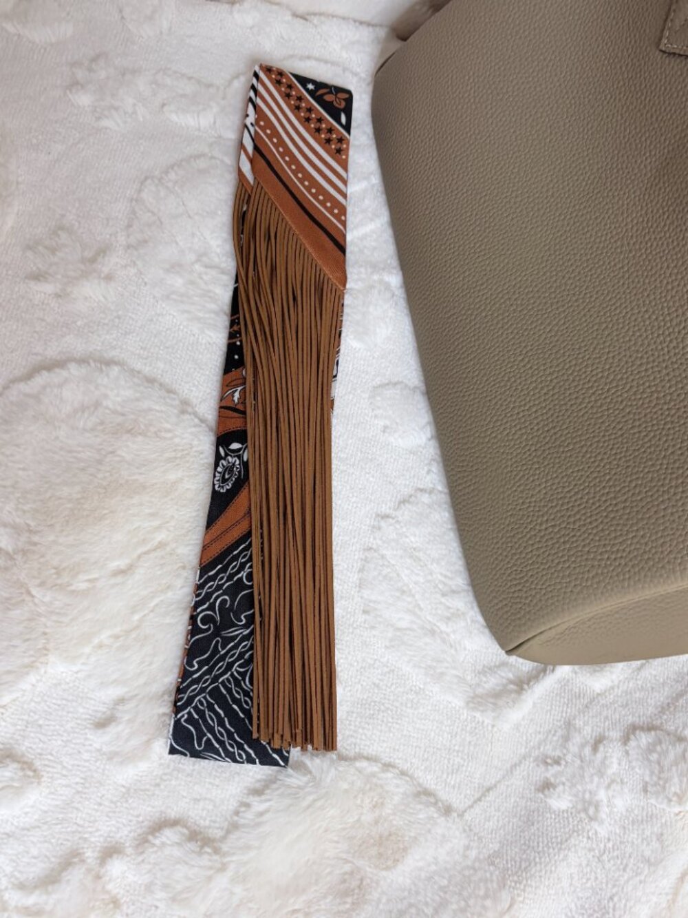 Rust Equestrian Purse Scarf with Fringe - Picture 8 of 10
